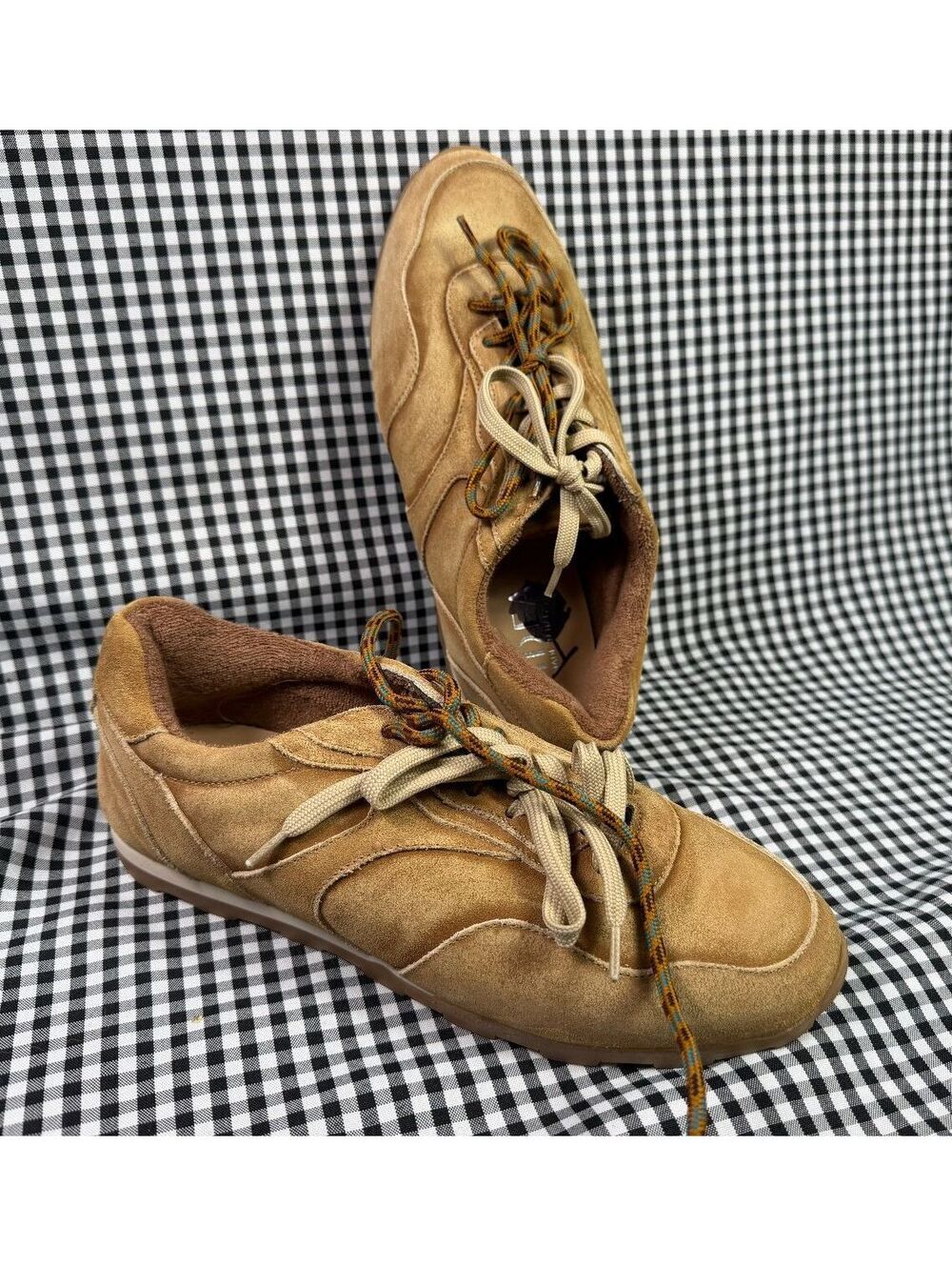 L'IDEA Made in Italy Suede Sneakers EU 40 Tan Brown Retro Gum Sole Extra Laces
